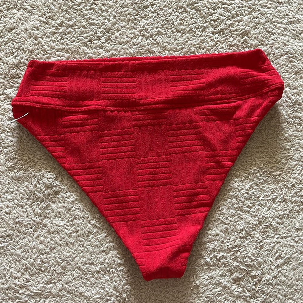 Beach Riot Red Textured High-Waist Bikini - Picture 5 of 7